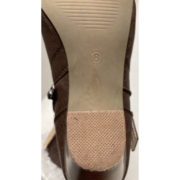 Womens Faux Leather Ankle Shoe Boots w Side Zipper Brown Unbranded Size 8M - Picture 9 of 10